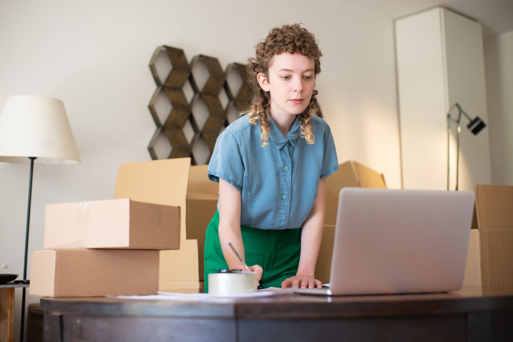 Small-business owner working from her office